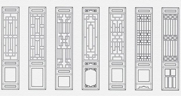 新龙镇常用中式仿古花窗图案隔断设计图